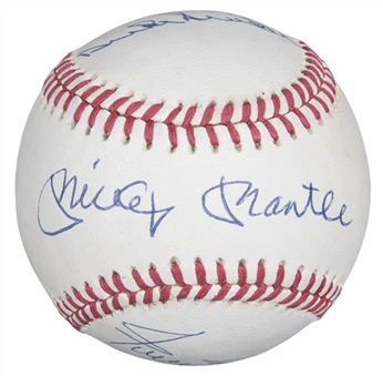 Mickey Mantle, Duke Snider & Willie Mays Multi Signed ONL White Baseball (PSA/DNA)